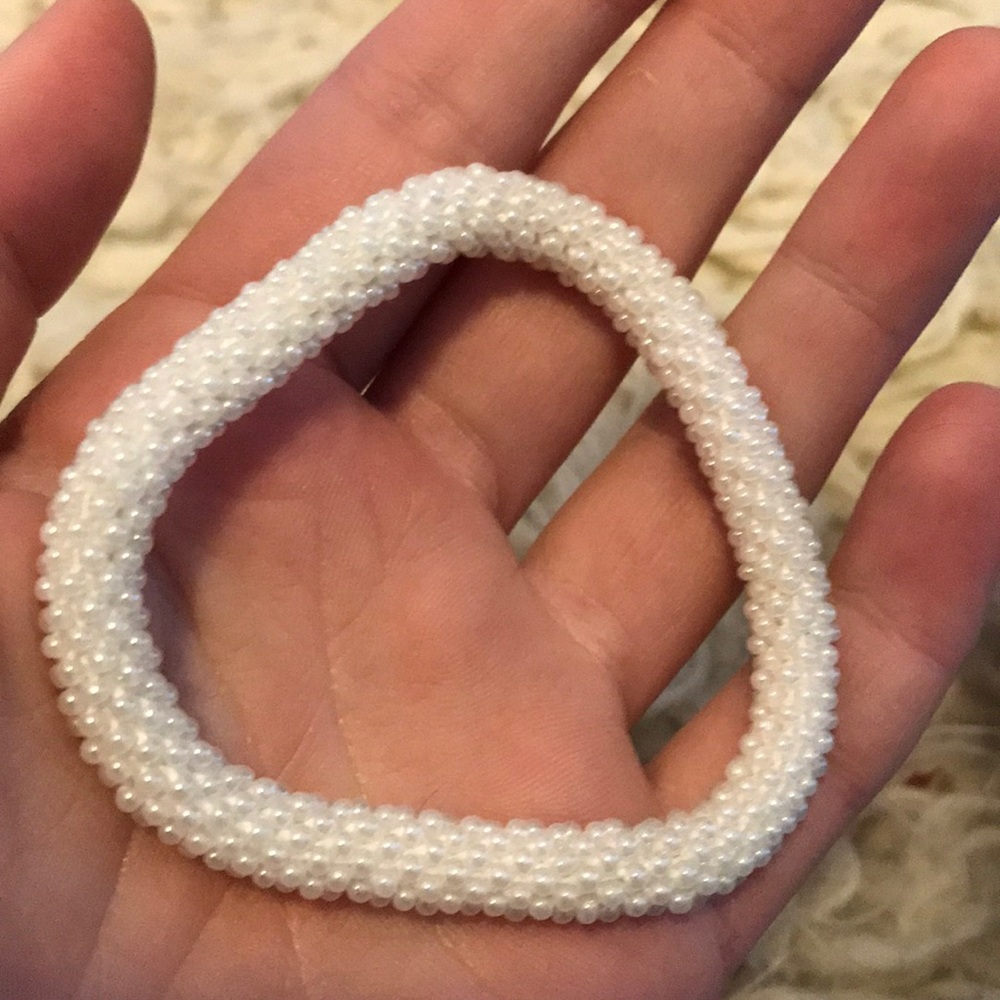 Glass Seed Bead Crochet Roll On Bracelet